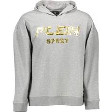 Philipp Plein Men Jumpers Philipp Plein Sport Black Logo Grey Hoodie