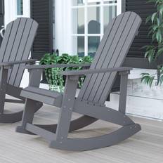 Gray Outdoor Rocking Chairs Flash Furniture Savannah Commercial Grade Adirondack Rocking