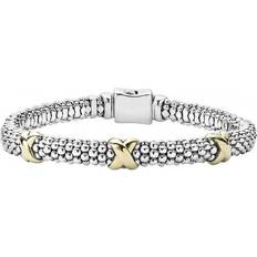 Oro Pulseras Lagos Signature Caviar Three Station X Bracelet - Silver/Gold