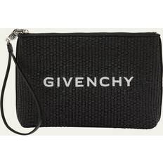 Givenchy Logo Travel Pouch Wristlet in Raffia - BLACK