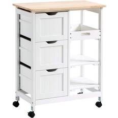 Wood Trolley Tables Homcom Rolling White Trolley Table 14.5x26.5"