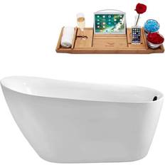 Black Built-In Bathtubs Streamline Acrylic Flatbottom Non-Whirlpool Bathtub