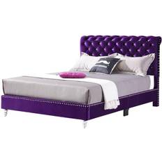 Passion Furniture AndMakers Maxx Purple Tufted Panel Bed