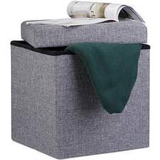 Relaxdays Folding Ottoman 38 x 38 x 38 cm Chair Storage Bench