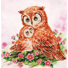 Multicoloured Diamond Paintings Diamond Dotz painting kit: mother & baby owl