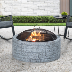 Garden & Outdoor Environment Sunjoy Stone 26 Round Wood Burning Firepit