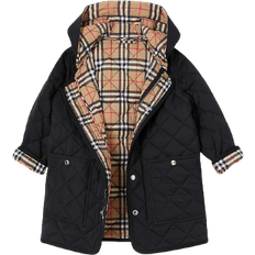 Burberry Kid's Diamond Quilted Nylon Hooded Coat - Black