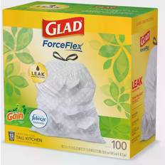 Glad ForceFlex Tall Kitchen Drawstring Trash Bags Gain Original 100pcs 13gal