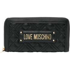 Love Moschino Quilted Logo-Plaque Wallet - Black