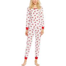 Leveret Women's Christmas Prints Pajamas - Reindeer/White/Red