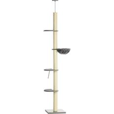 Pawhut 250cm to Ceiling Cat Tree with Hammock, Scratching Post