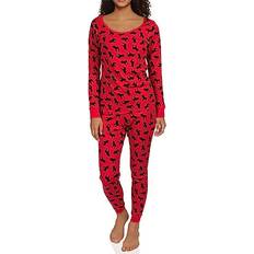 Leveret Women's Christmas Prints Pajamas - Moose/Red