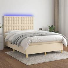 vidaXL Stoff Creme, 140 Boxspringbett