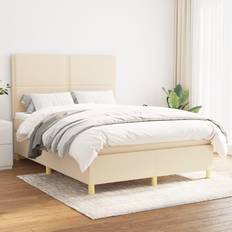 Bianco Letti Continentali vidaXL Giroletto A Molle Con Materasso Crema 140x19 cm In Tessuto Letto Continentale