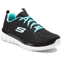 Skechers Femme Graceful-get Connected Baskets - Black Mesh Turquoise Trim