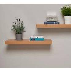 Greenhurst Floating Oak Wall Shelf 60cm 2pcs