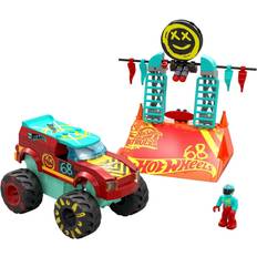 Mattel Bilbanor Mattel MEGA Hot Wheels Monster Trucks-byggleksaker, Demo Derby Extremt svår stuntbana med 151 delar och 1 mikroactionfigur, röd, presentidé till barn, HNG53