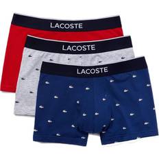 Lacoste Rød Undertøj Lacoste Casual Signature Trunk 3-pack - Navy Blue/Grey Chine/Red