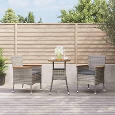 Synthetisch Riet Bistrosets vidaXL 3-delige Bistroset Met Kussens Poly Rattan Grijs