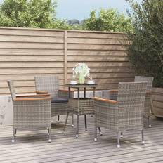 Synthetisch Riet Bistrosets vidaXL 5-delige Bistroset Met Kussens Poly Rattan Grijs