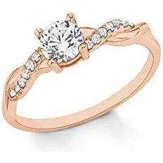 s.Oliver Zilveren ring met zirkonia voor dames, 925 sterling ros goud verguld, maat: 50/16