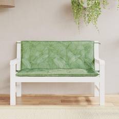 vidaXL Hynder Til Havebænk 2 Stk 120x50x7 cm Stof Bladmønster Stolehynde Grøn (120x50cm)