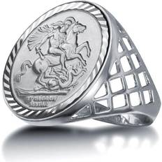 Sterling Silver St George Dragon Slayer Half-Sovereign-Size Ring