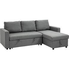 Polyester Möbel Homcom Corner Sofa With Sleep Function Gray Sofa 211.5cm 3-Sitzer