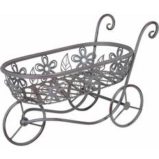 Grey Garden Ornaments Charles Bentley Wrought Iron Wheel Barrow Planter