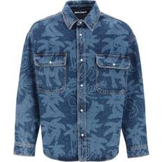 Denim/Jeansstof - Unisex Skjorter Palm Angels Oversize Denim Skjorte - Blå