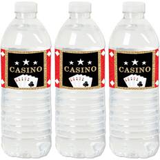 Red Gift Tags Big Dot of Happiness Las Vegas Casino Party Water Bottle Sticker Labels Set 20