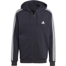 Adidas Men Sweaters Adidas Essentials Fleece 3-stripes Full-zip Hoodie - Black