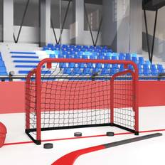 vidaXL Hockeymål med net 68x32x47 stål og polyester rød og sort