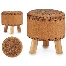 Marron Poufs Gift Decor Tabouret Rembourre Mandala 28 x 28 x 28 cm Pouf