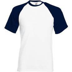 Fruit of the Loom Men's Short Sleeve Baseball T-shirt - White/Deep Navy