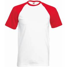 Fruit of the Loom Men's Short Sleeve Baseball T-shirt - White/Red