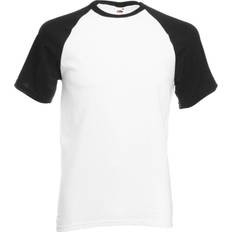 Fruit of the Loom Men's Short Sleeve Baseball T-shirt - White/Black