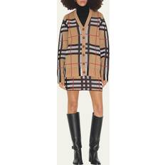 Burberry Dame Trøjer Burberry Ternede Cardigan V-Hals Vintage Print - Beige