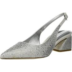 Franco Sarto Racer Slingback Pump Platinum Silver Fabric Pointed Toe, Buckle Closure