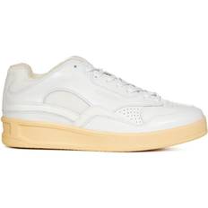 Vita Läder Sneakers Med Paneler - White