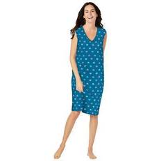 Plus Women's Short Sleeveless Sleepshirt by Dreams & Co. in Deep Teal Hearts Size 7X/8X Nightgown