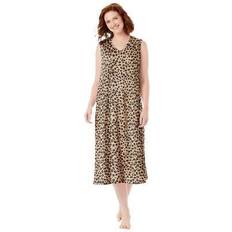 Nightgowns Dreams & Co Plus Women's Long Sleeveless Sleepshirt by Dreams & Co. in Classic Leopard Size 7X/8X Nightgown