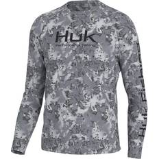 Shirts Huk Men's Pursuit Crew Fin Flats Long Sleeve Shirt Volcanic Ash