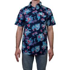 R2d2 Fifth Sun Men's R2D2 Hawaiian Flowers Button Up, Medium, Blue