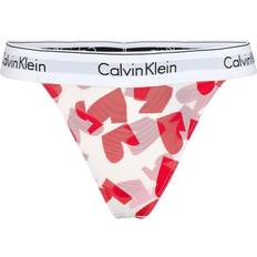 Calvin Klein Orange Knickers Calvin Klein Mesh High Leg String Thong In Red Heart Print - White