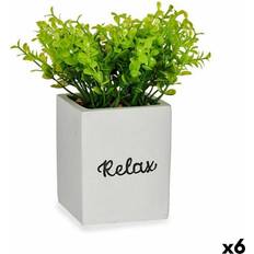 Resina Plantas Artificiales Ibergarden Decorativa Hojas Pequeía Plástico Cemento 13 x 18 x 13 cm (6 Unidades) Planta Artificial