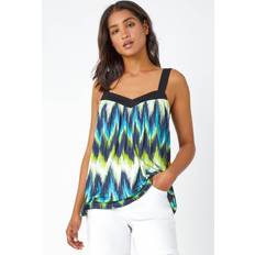 Women Tank Tops Roman Contrast Zig Zag Stretch Cami Top