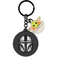 Star Wars The Mandalorian Boba Fett Helmet Grogu Rubber Keychain