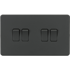 Grey Wall Dimmers Knightsbridge Screwless 10AX 4G 2-Way Switch Anthracite