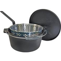 Hanging loops Casseroles Bayou Classic Pres-Seasoned Cast Iron with lid 7.57 L 29.8 cm
